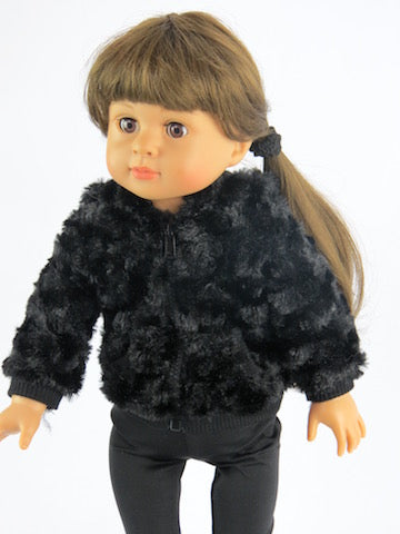 Warm Black Fuzzy Jacket with Hoodie