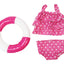 Hot Pink Polka Dot Bathing Swimsuit with Float - 3 Piece