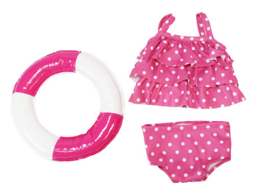 Hot Pink Polka Dot Bathing Swimsuit with Float - 3 Piece