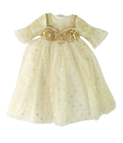 White and Gold Sequin Queen Dress & Crown