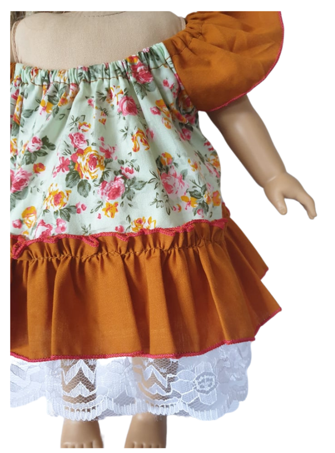 Mustard Floral Sundress, Bow & Bloomers - 3 Piece Set