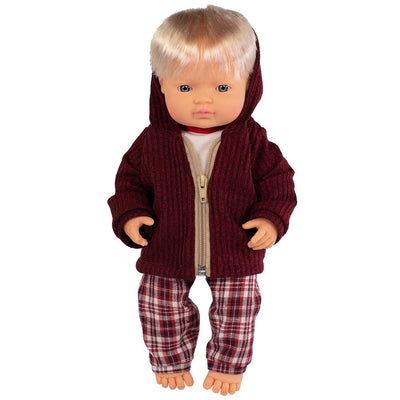 Miniland Warm Red Jacket, Shirt & Tartan Pant 3 Piece Set (38cm)