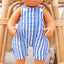 Andy Short Overalls In Sea Blue Stripe