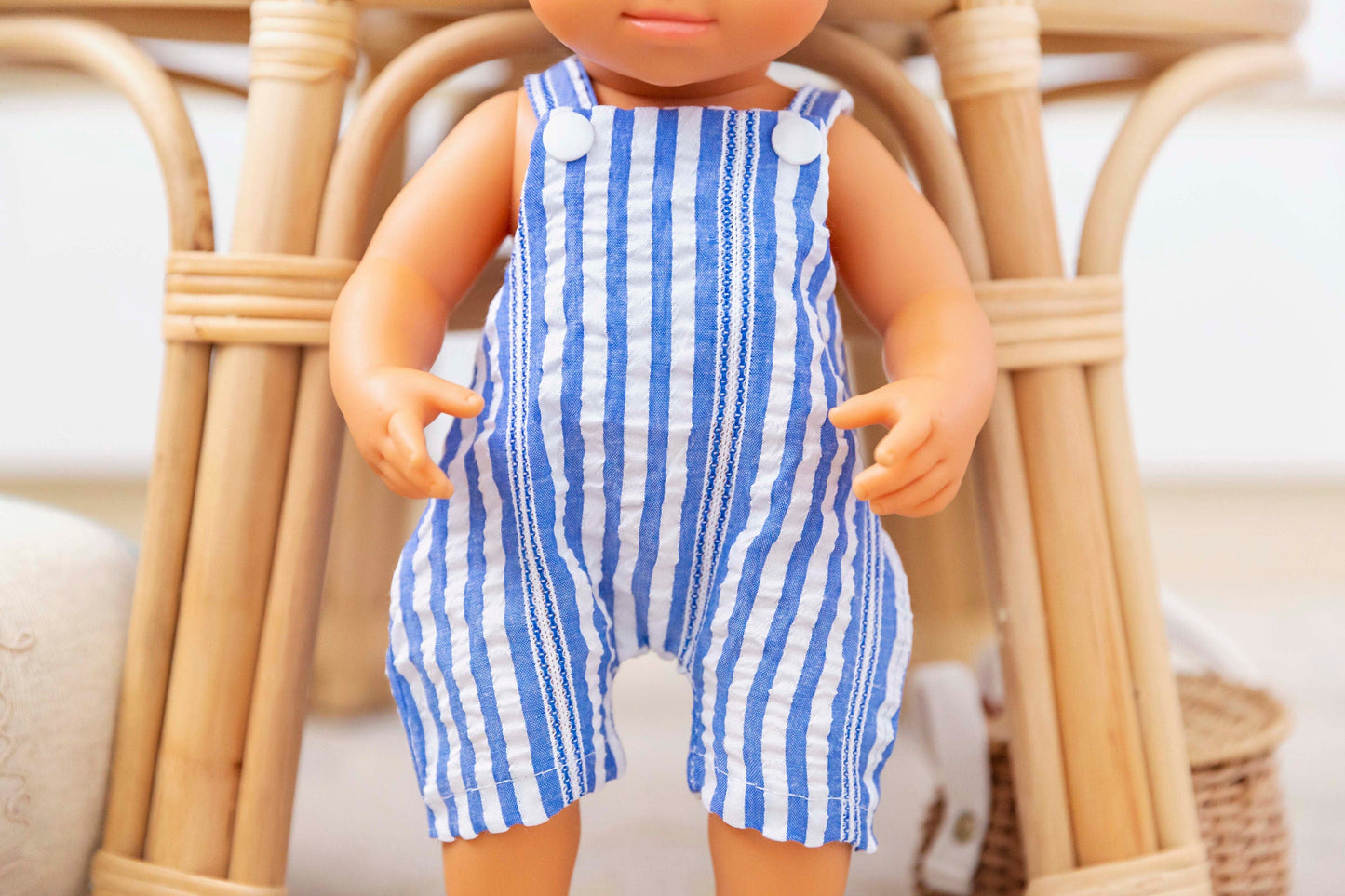 Andy Short Overalls In Sea Blue Stripe